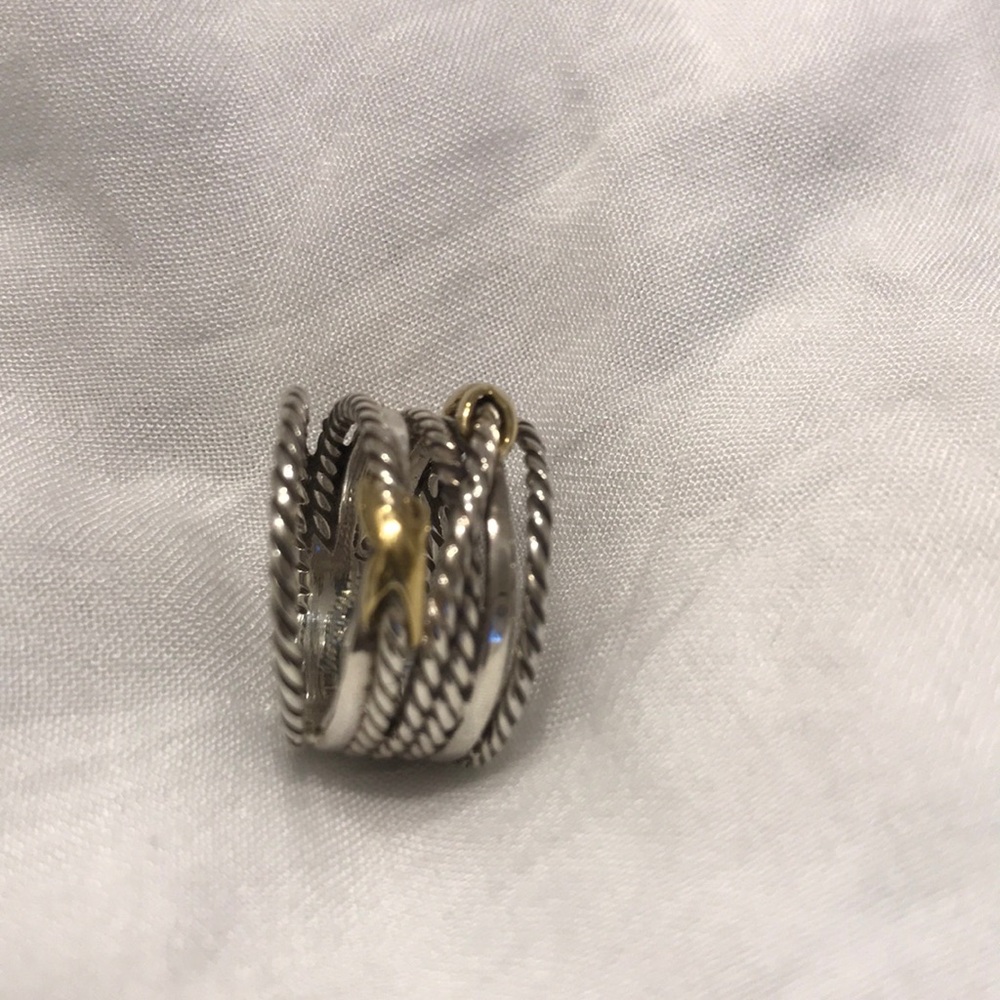David Yurman Double Cross 18KT/SS Ring Size 7